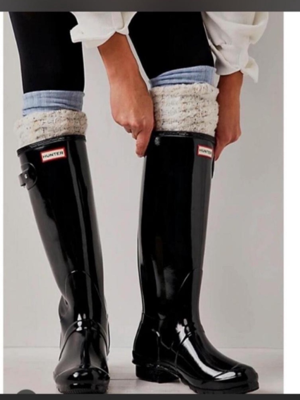 Hunter Gloss Black Tall Women's Rain Boots 8